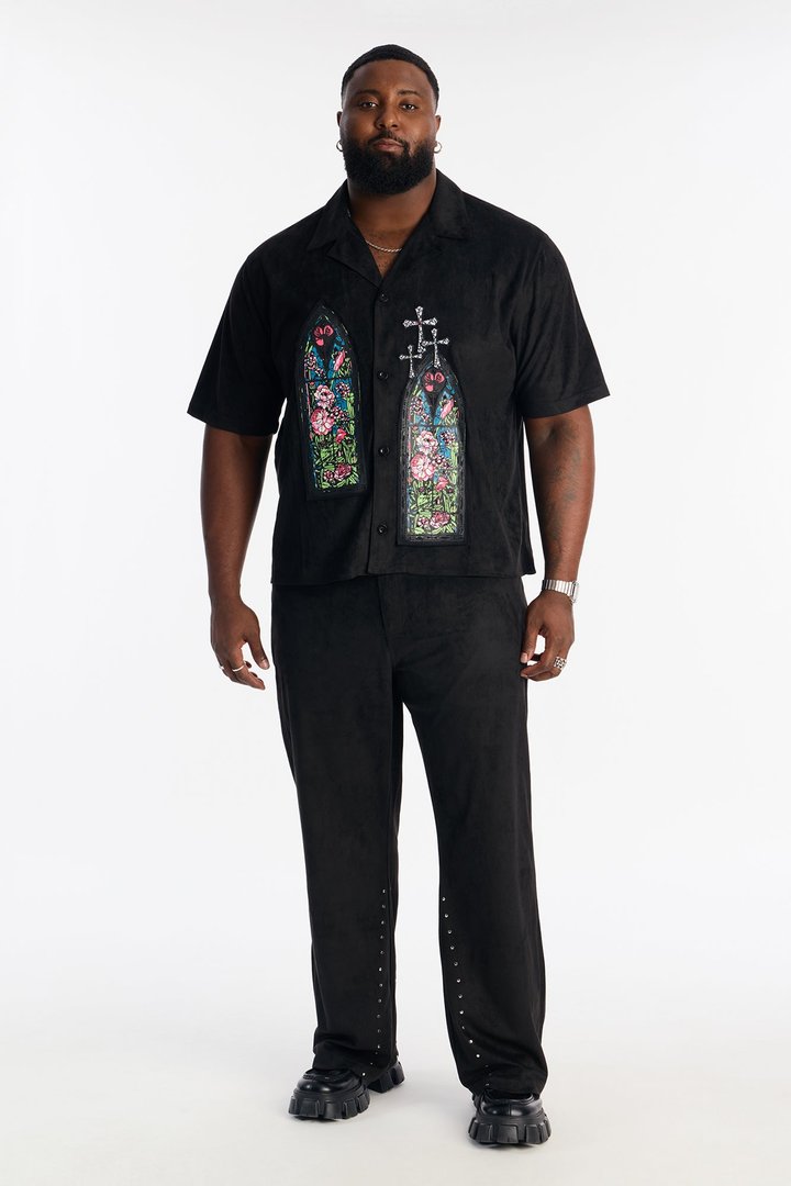 Stained Truth Cuban Button Up Shirt - Black