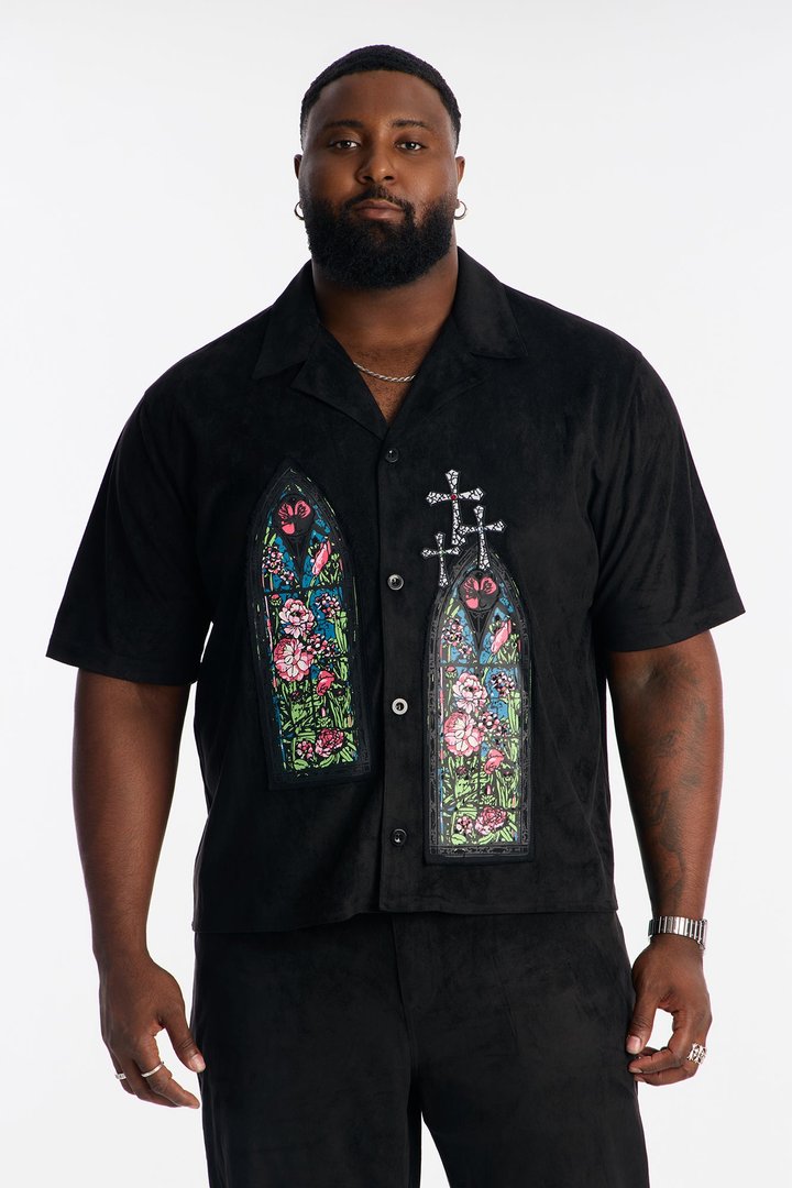 Stained Truth Cuban Button Up Shirt - Black