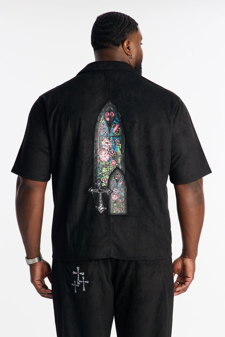 Stained Truth Cuban Button Up Shirt - Black