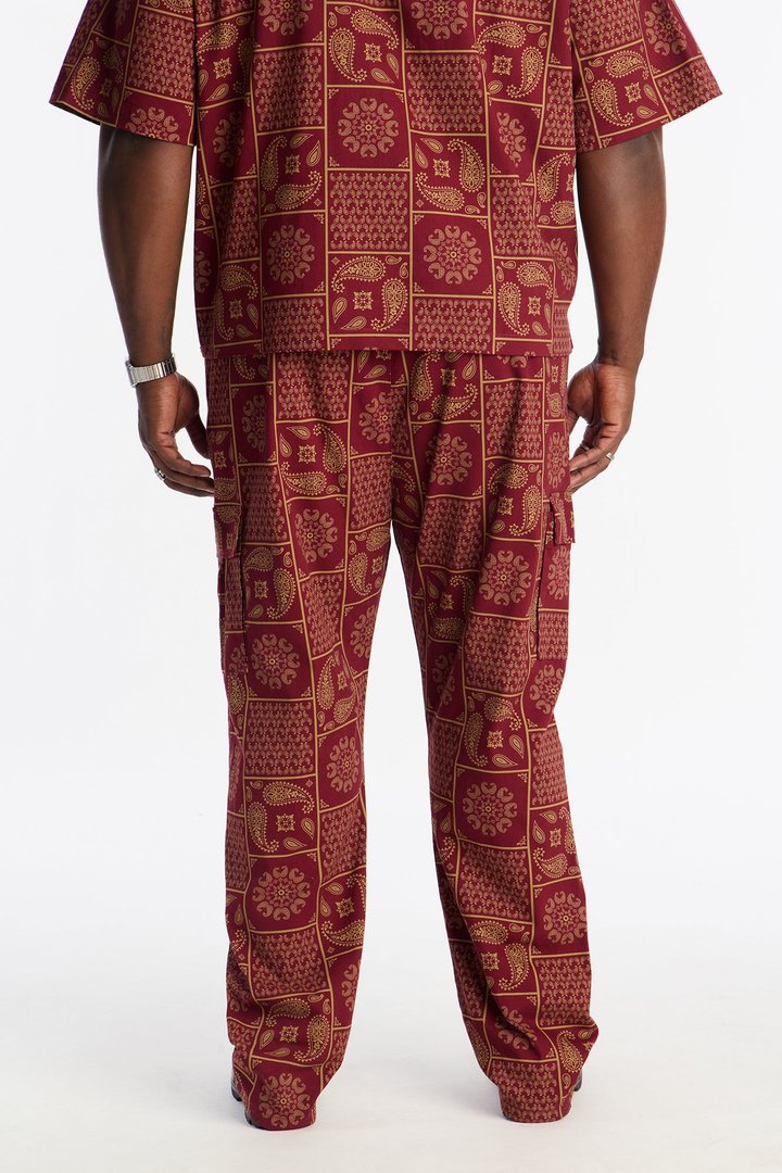 Slim Clinton Hill Mosaic Twill Cargo Pant - Burgundy