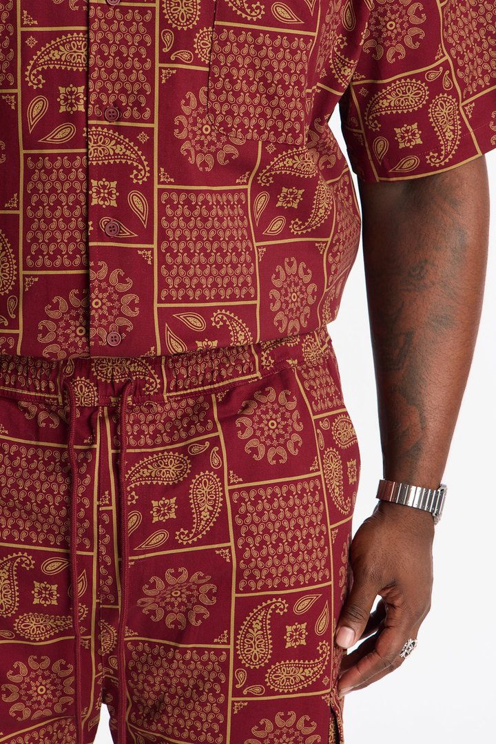 Slim Clinton Hill Mosaic Twill Cargo Pant - Burgundy