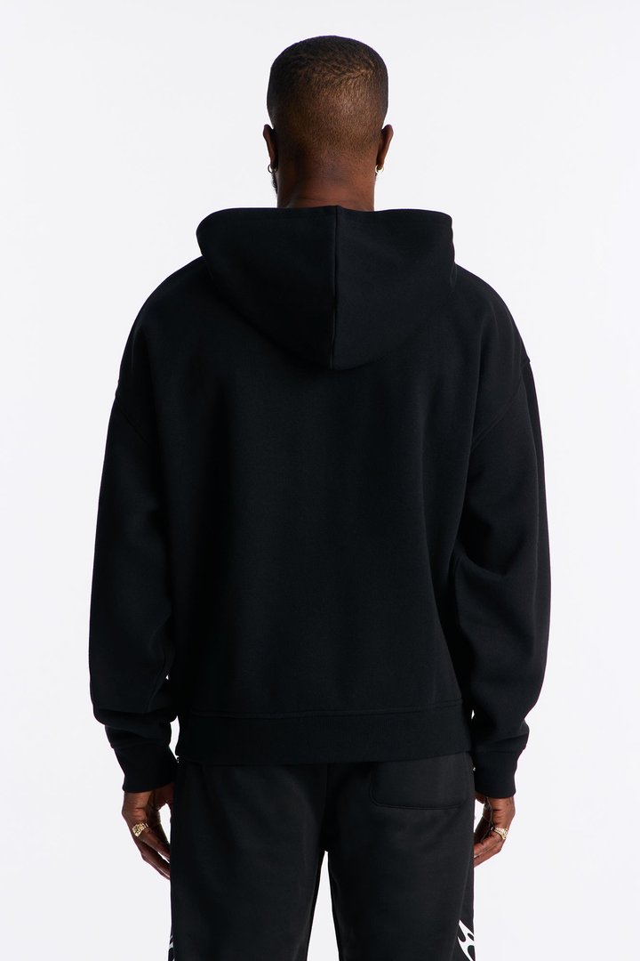 Skeleton Stars Embroidered Oversized Hoodie - Black