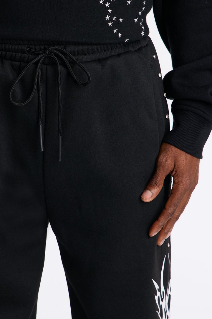 Rhinestone Tribe Sweatpants - Black
