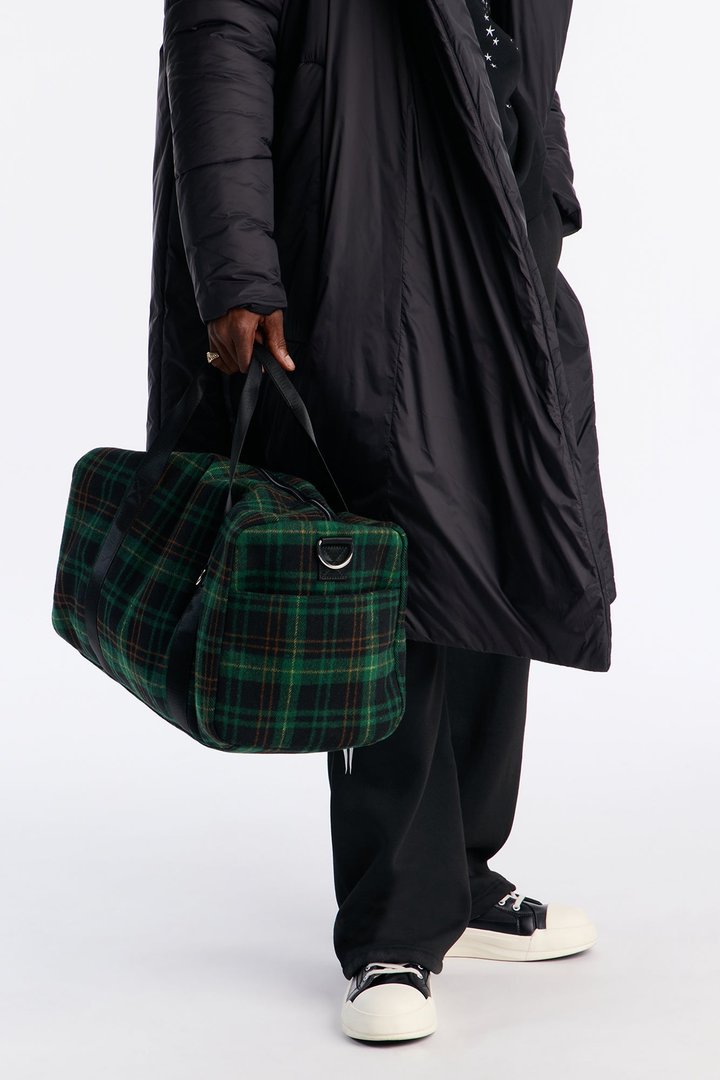 Flannel Mid Size Weekender Duffle Bag - Green/combo