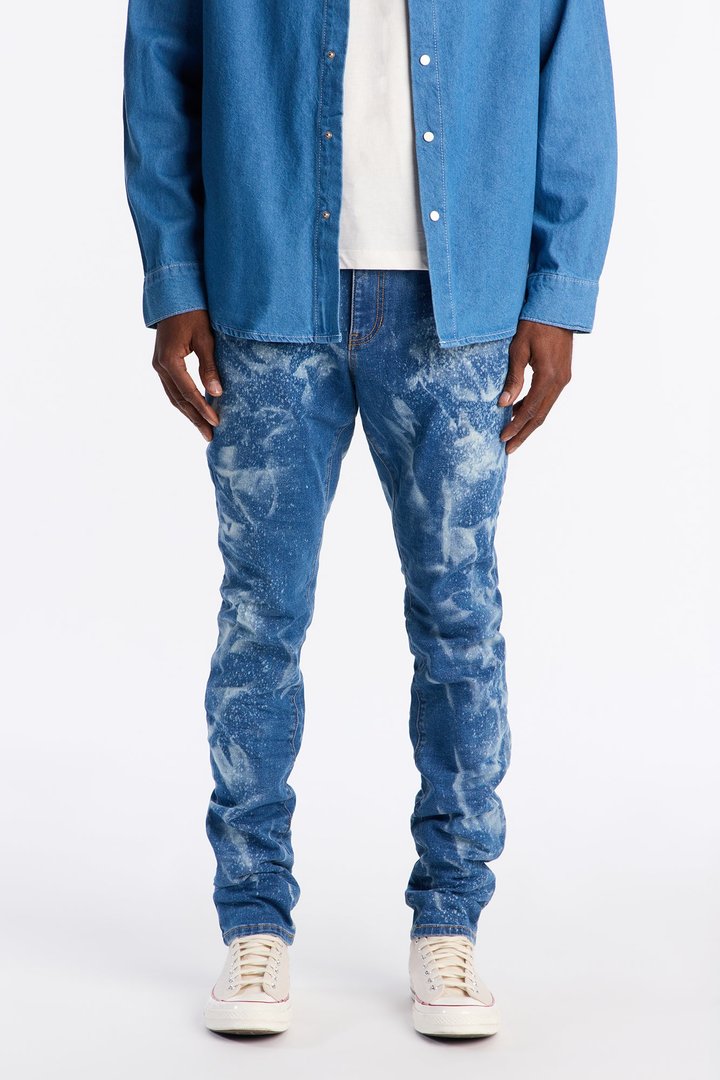 Stacked Skinny Pool Water Jean - Medium Blue Wash