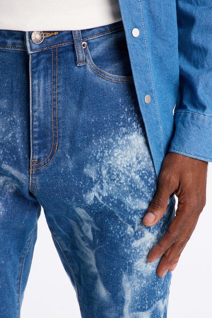 Stacked Skinny Pool Water Jean - Medium Blue Wash
