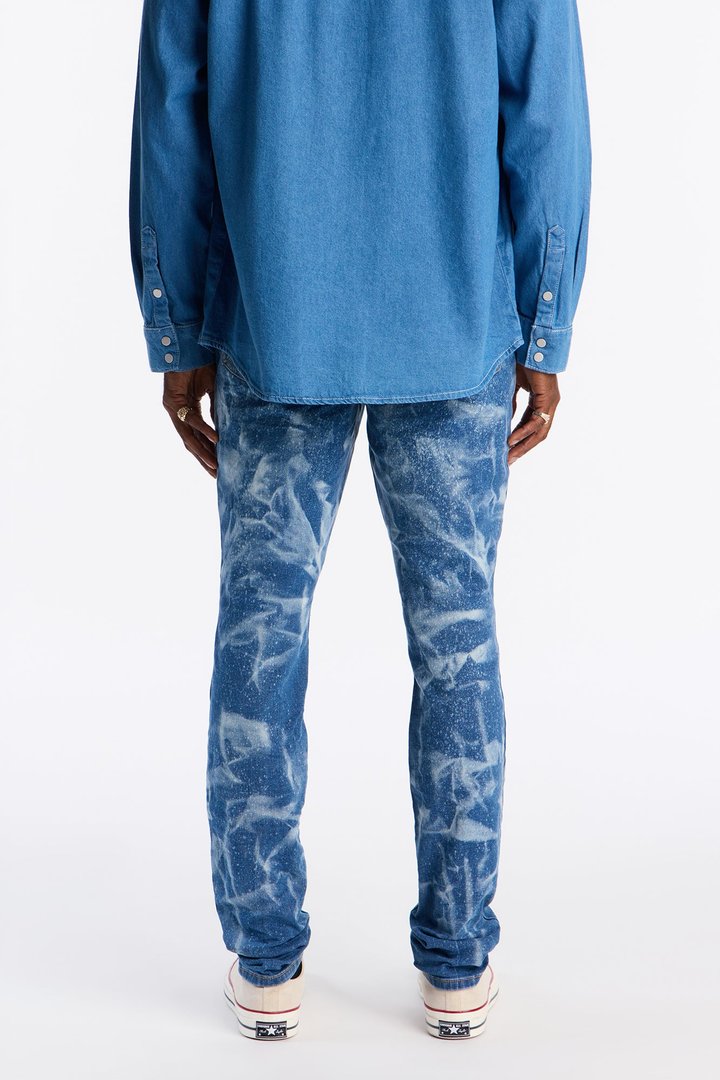 Stacked Skinny Pool Water Jean - Medium Blue Wash