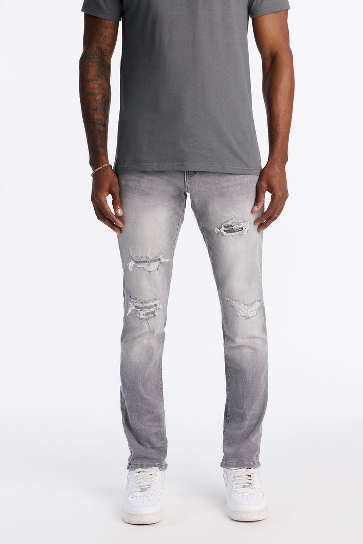 Skinny Distressed Worth It Jeans - Grey