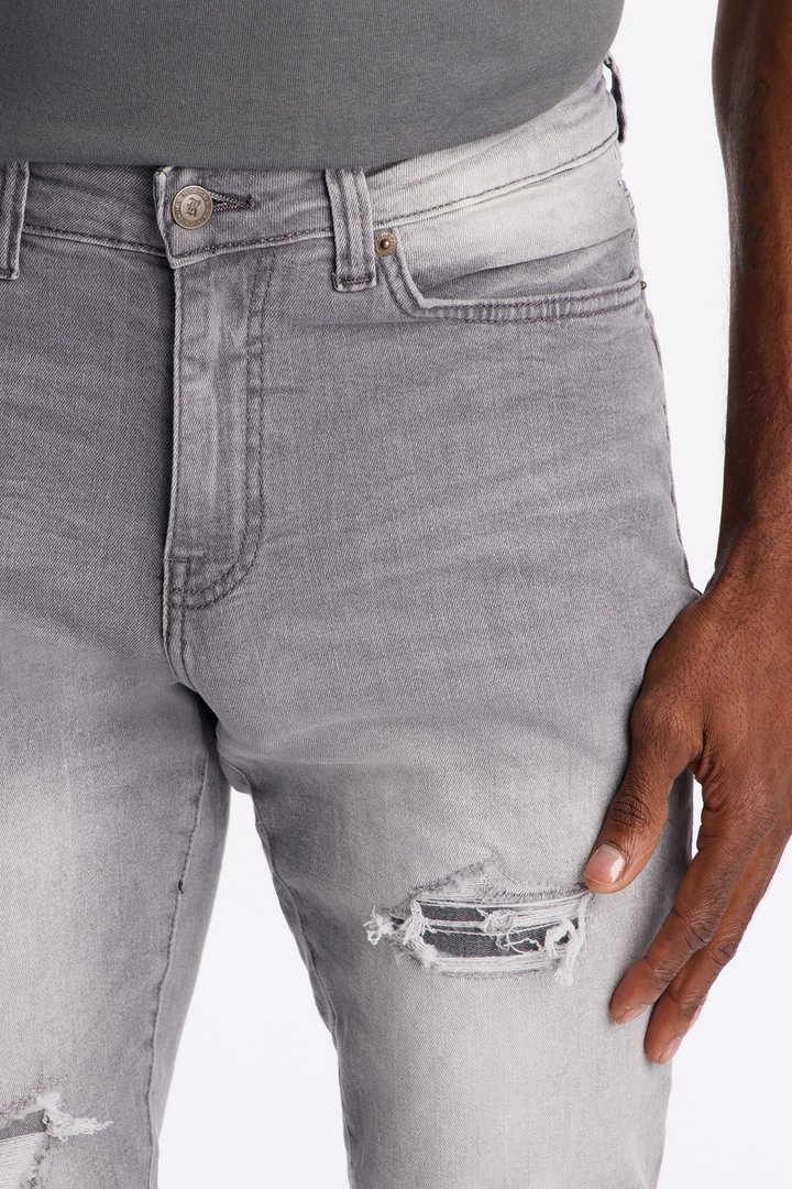 Skinny Distressed Worth It Jeans - Grey
