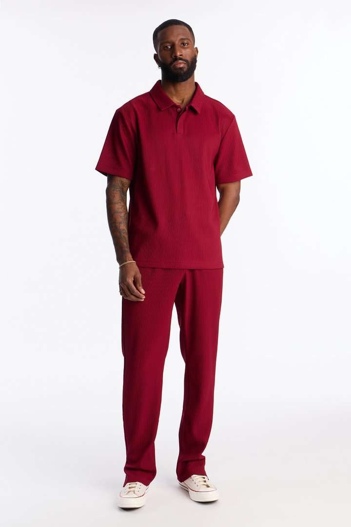 Show Up Slim Slit Pants - Burgundy