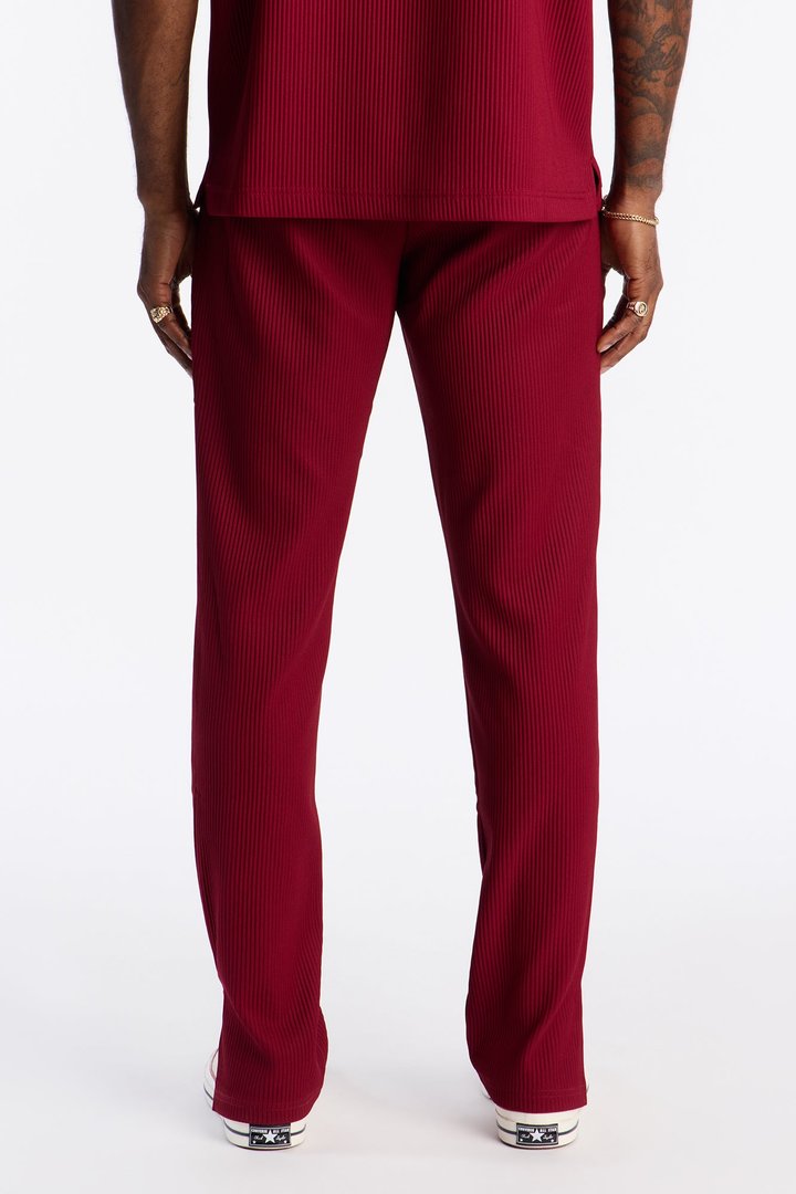 Show Up Slim Slit Pants - Burgundy