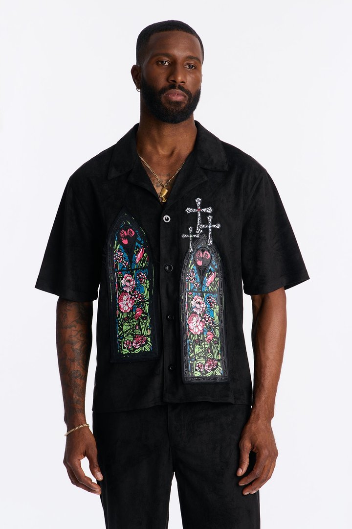 Stained Truth Cuban Button Up Shirt - Black