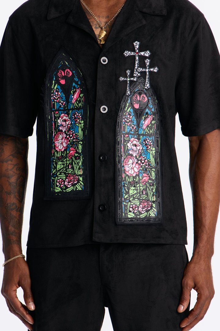 Stained Truth Cuban Button Up Shirt - Black