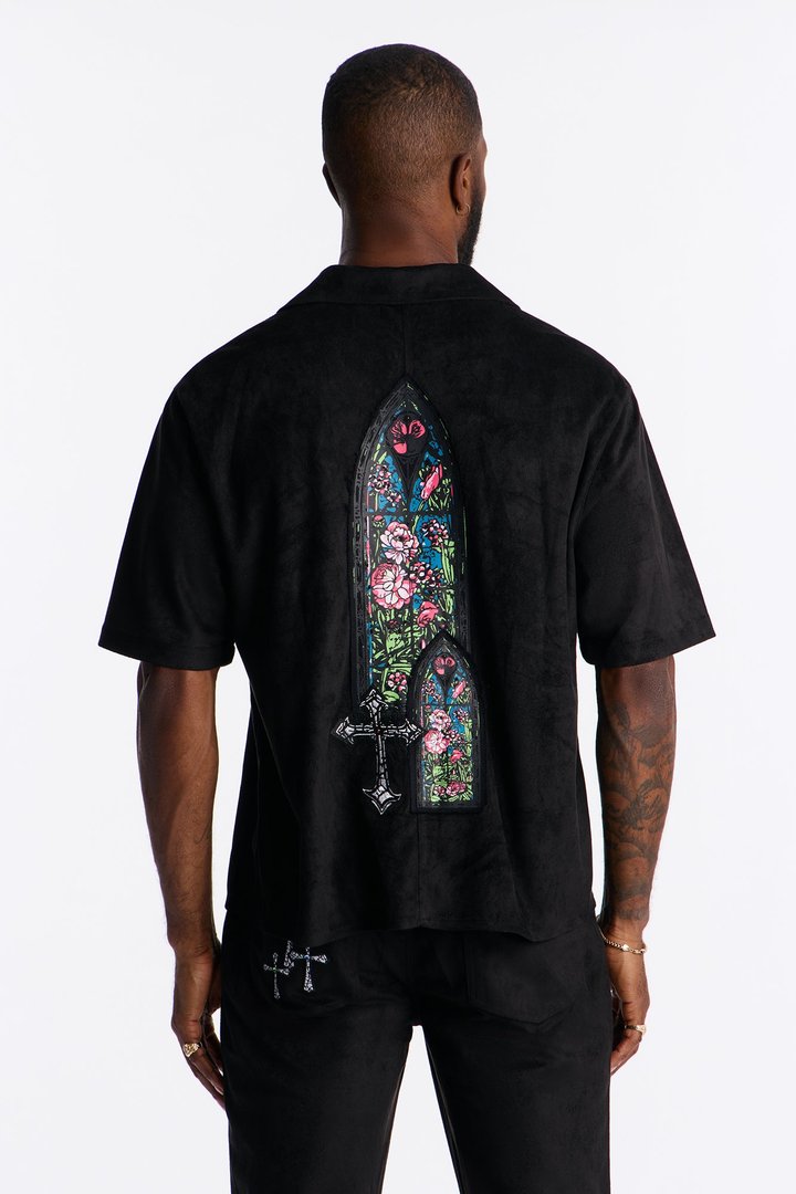 Stained Truth Cuban Button Up Shirt - Black