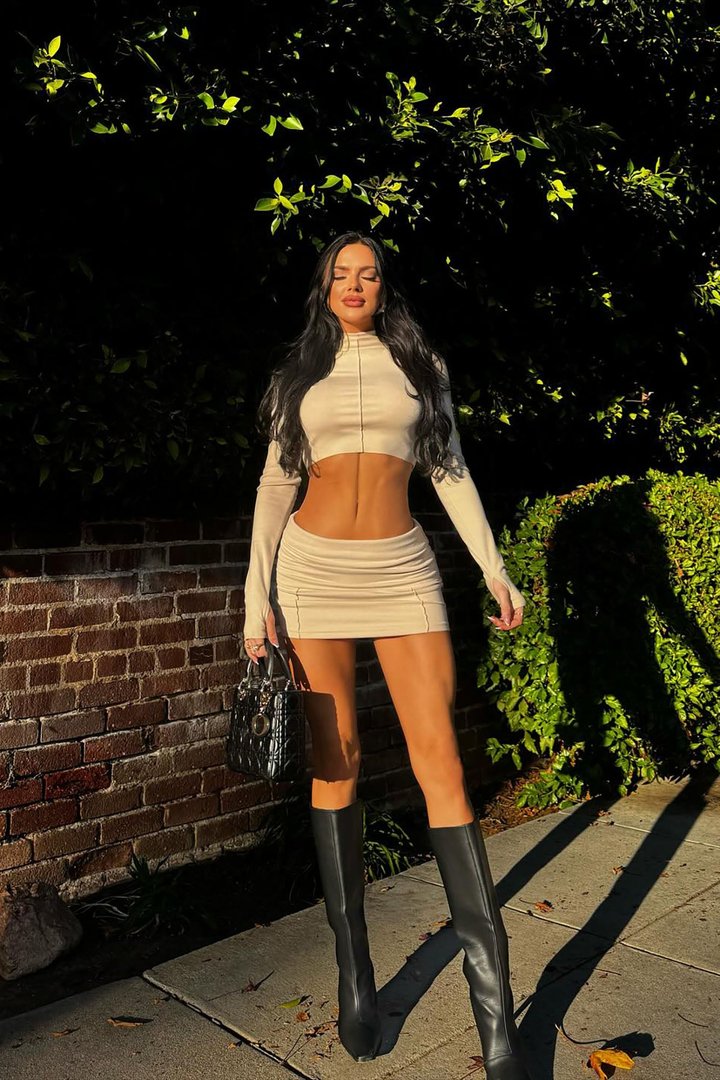 Just Over You Skirt Set - Beige