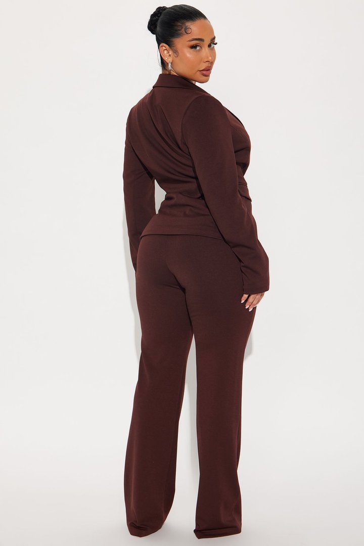 Business Per Usual Blazer Pant Set - Chocolate