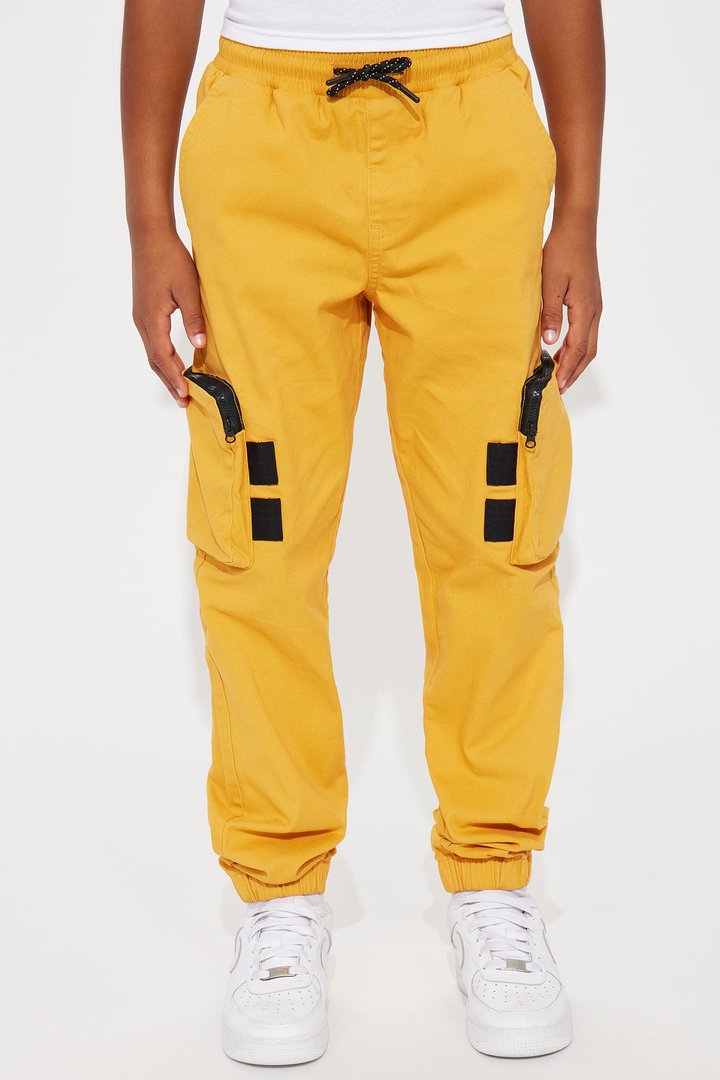 Mini Tough Is My Middle Name Cargo Twill Jogger Pant - Mustard