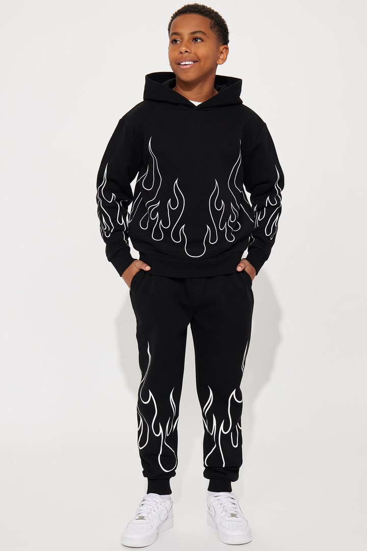 Mini Tyson Chase Flame Oversized Hoodie - Black/combo