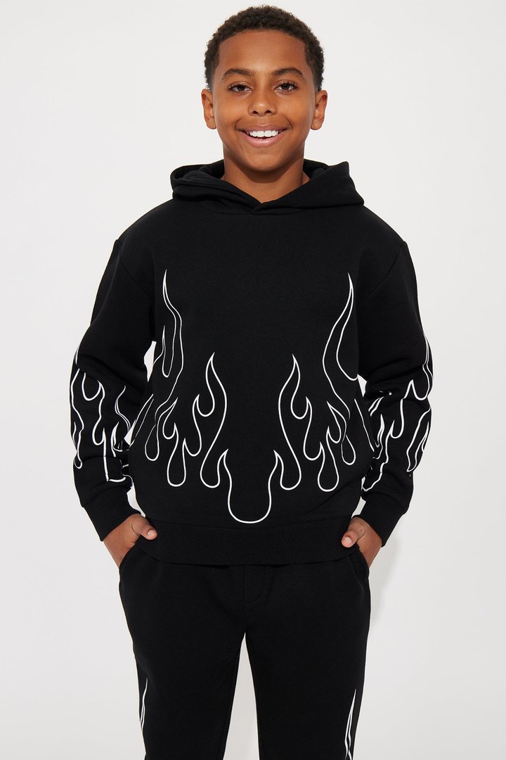Mini Tyson Chase Flame Oversized Hoodie - Black/combo