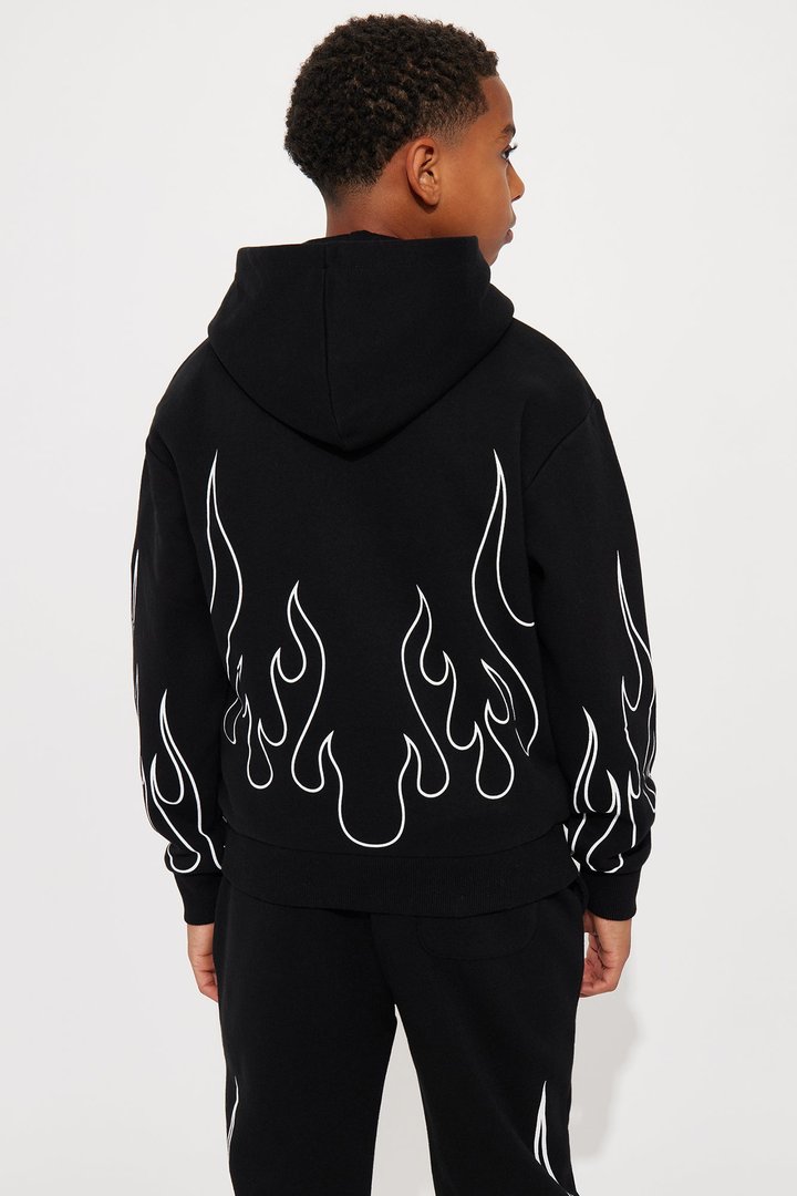 Mini Tyson Chase Flame Oversized Hoodie - Black/combo