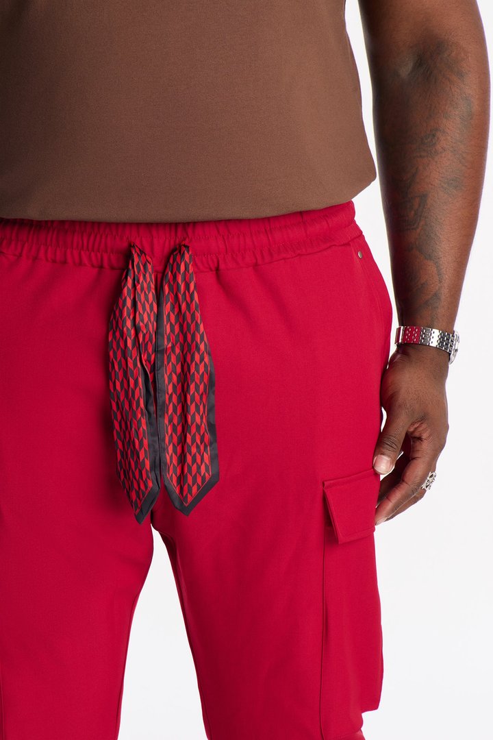 Skinny Stacked Sentinel Multi Pocket Pant - Red