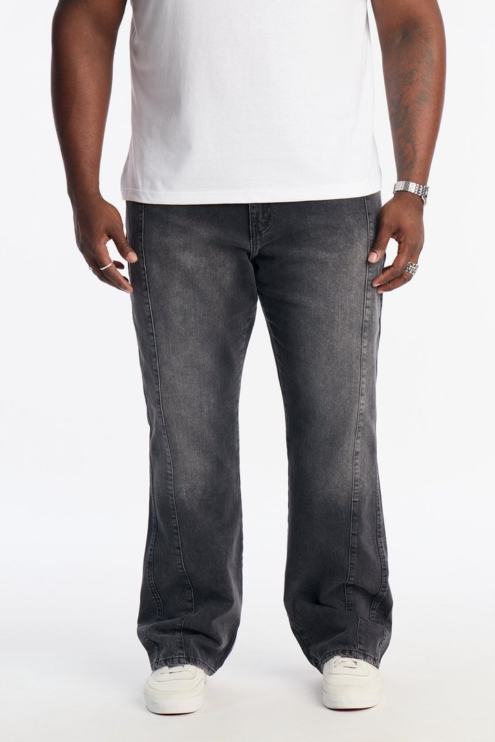 Stacked Slim Flare Paneled Down Jean - Black Wash