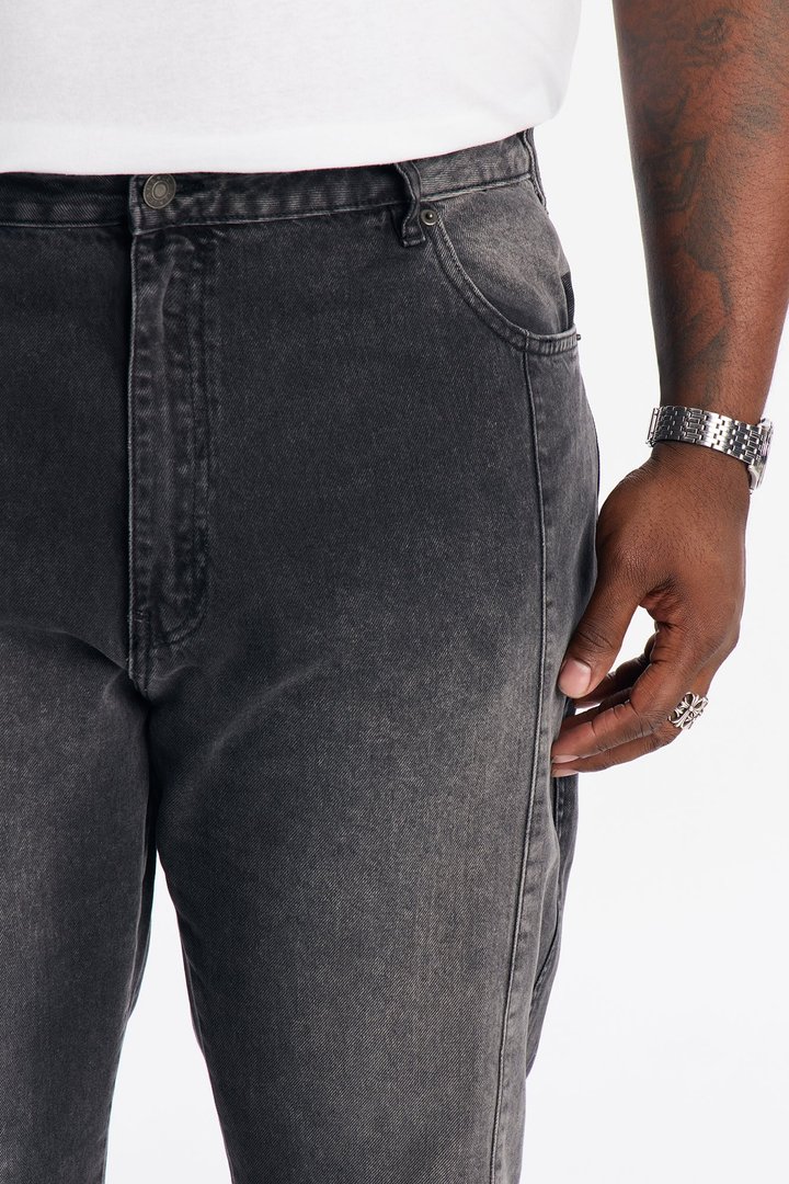 Stacked Slim Flare Paneled Down Jean - Black Wash