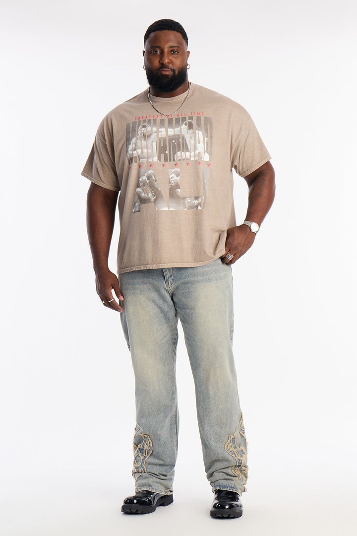 Oversized Muhammad Ali GOAT Short Sleeve Tee - Taupe