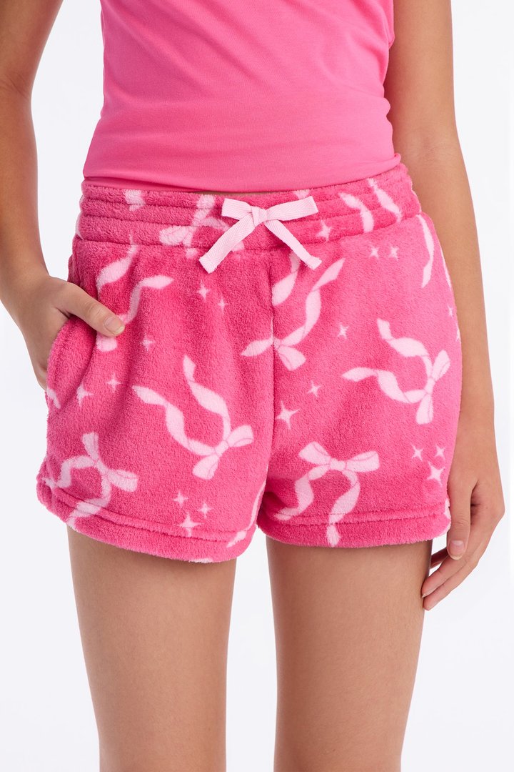 Mini Bow Era Plush Shorts - Pink