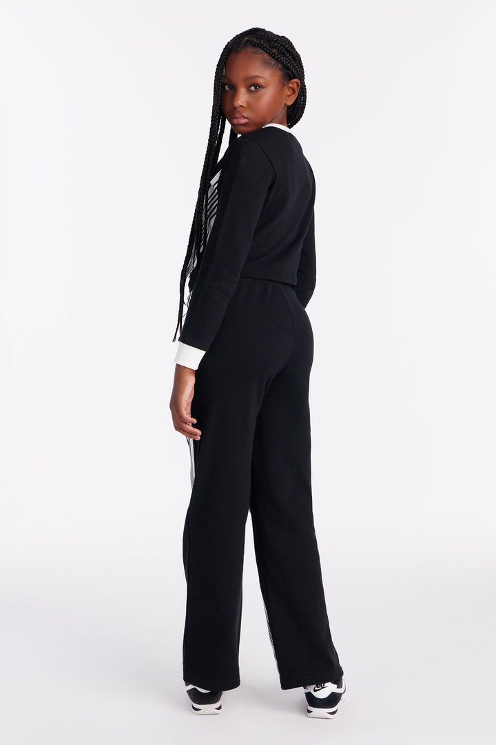 Mini Long Sleeve Varsity Babe Pant Set - Black/White