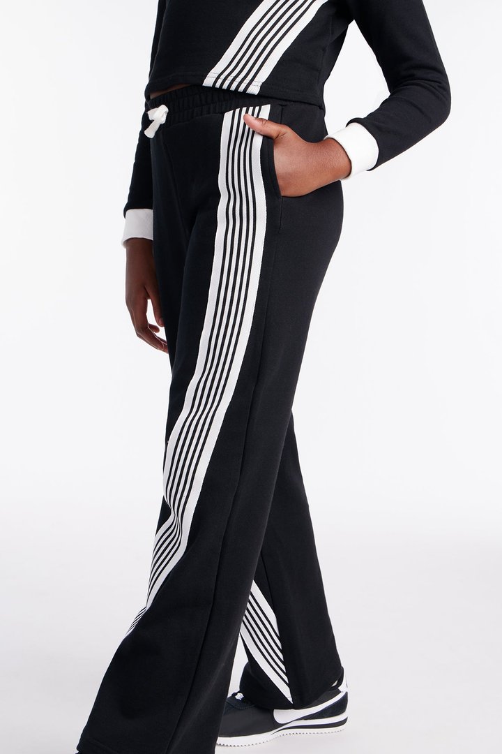 Mini Long Sleeve Varsity Babe Pant Set - Black/White