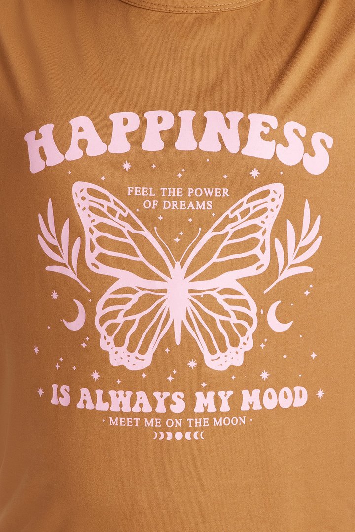 Mini Happiness Is Always My Mood Legging Set - Mocha