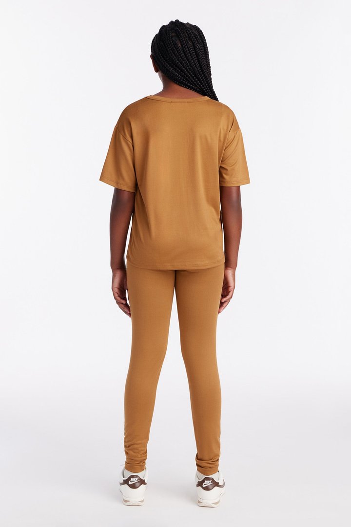 Mini Happiness Is Always My Mood Legging Set - Mocha
