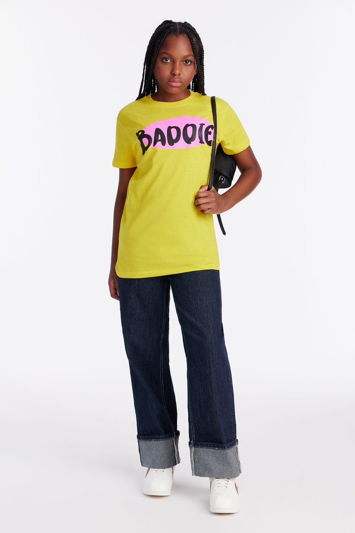 Mini Baddie In The Building Short Sleeve T-Shirt - Yellow