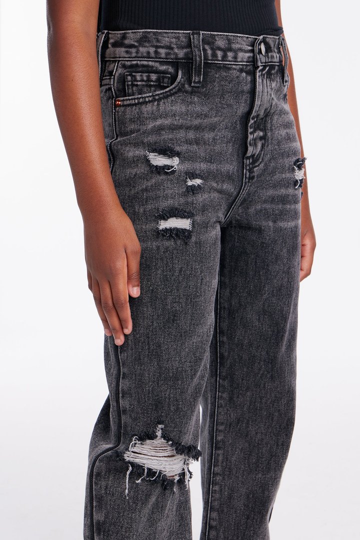 Mini Topanga 90's Ripped Straight Leg Jeans - Black Wash