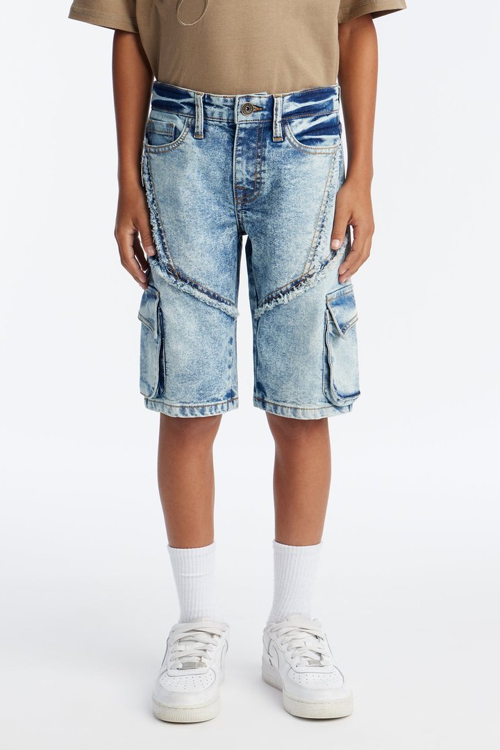 Mini Keep Them Guessing Denim Shorts - Blue Wash