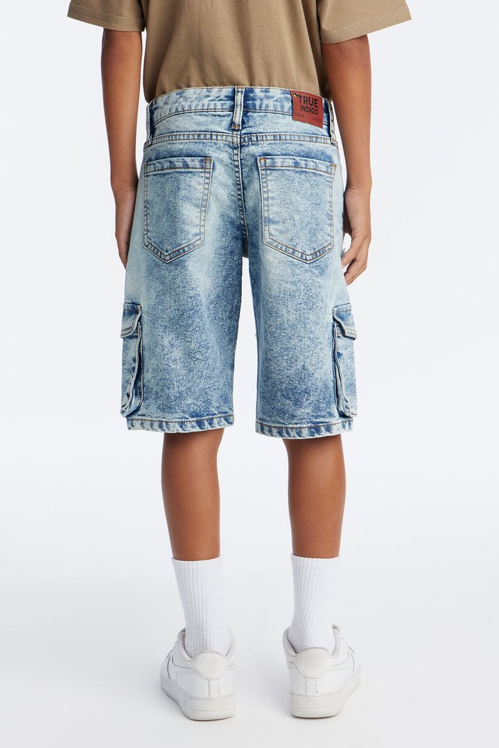 Mini Keep Them Guessing Denim Shorts - Blue Wash