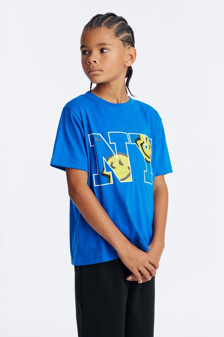 Mini NY Smiles Jogger Pant Set - Blue/Black