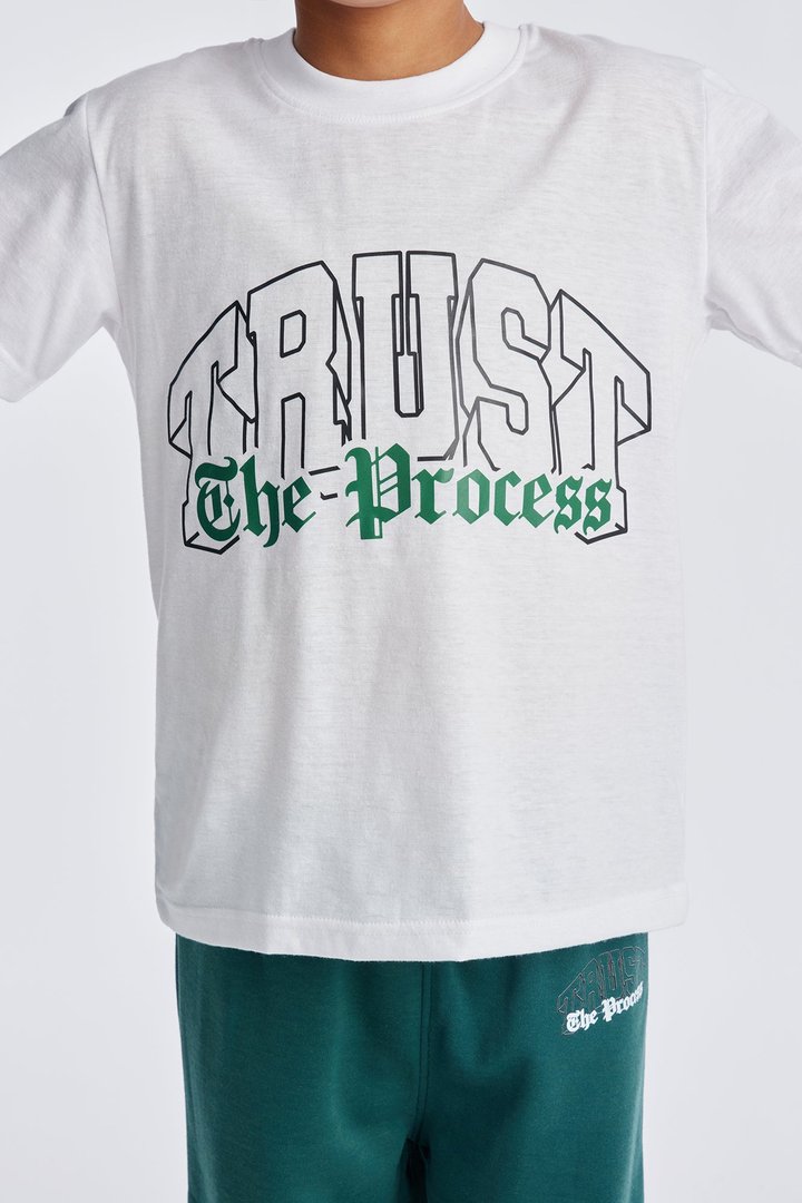 Mini Trust The Process Jogger Pant Set - White/combo
