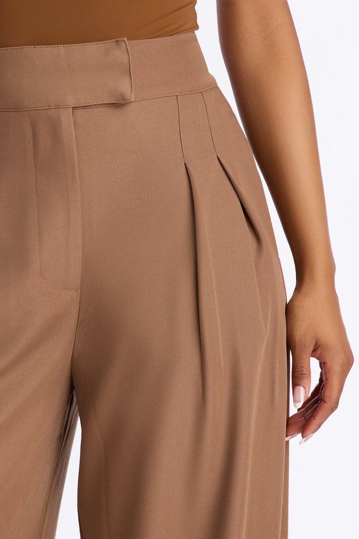 Long Lasting High Waisted Barrel Leg Trouser Pant 32″ - Camel