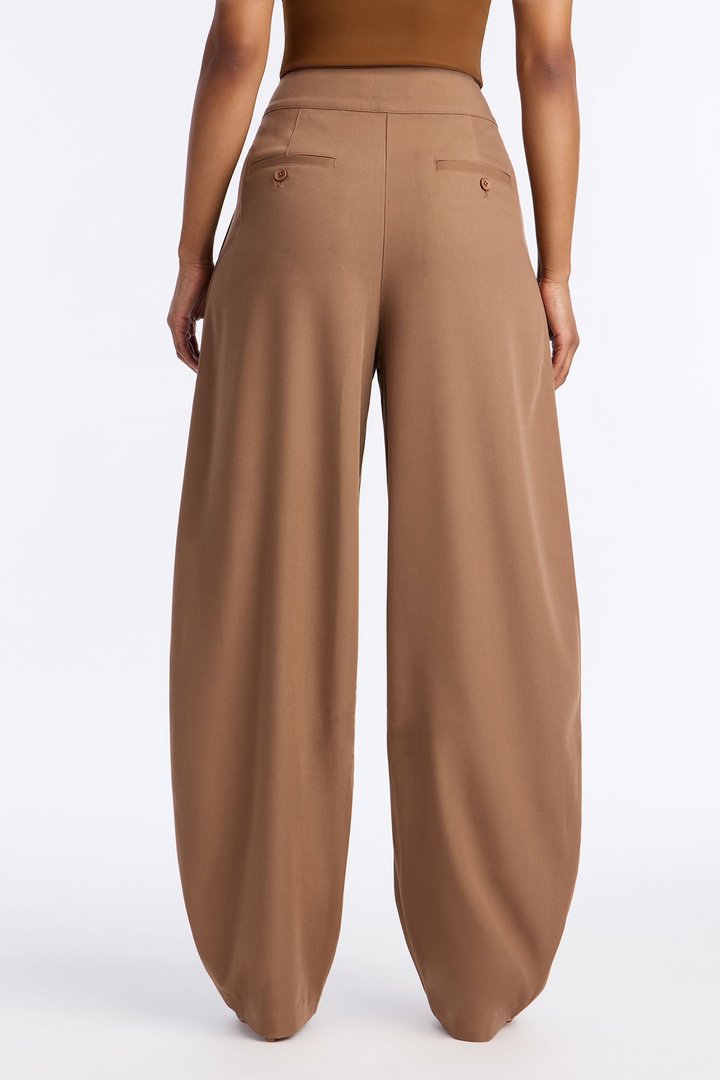 Long Lasting High Waisted Barrel Leg Trouser Pant 32″ - Camel