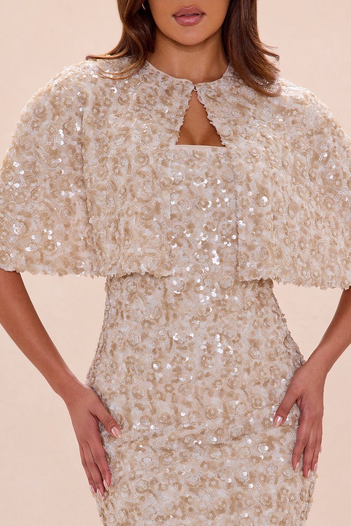 Hollie 2 Piece Sequin Mini Dress Set - Taupe