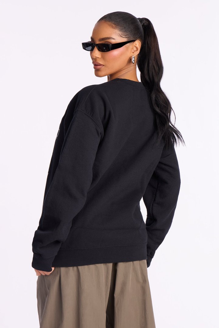 Mickey Mouse X NFL New York Jets Crew Fleece Sweatshirt - Black