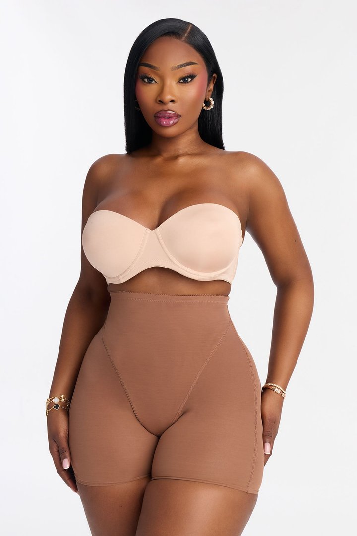 High Waist Thigh Shaping Butt Lifter Shapewear Shorts - Chocolate