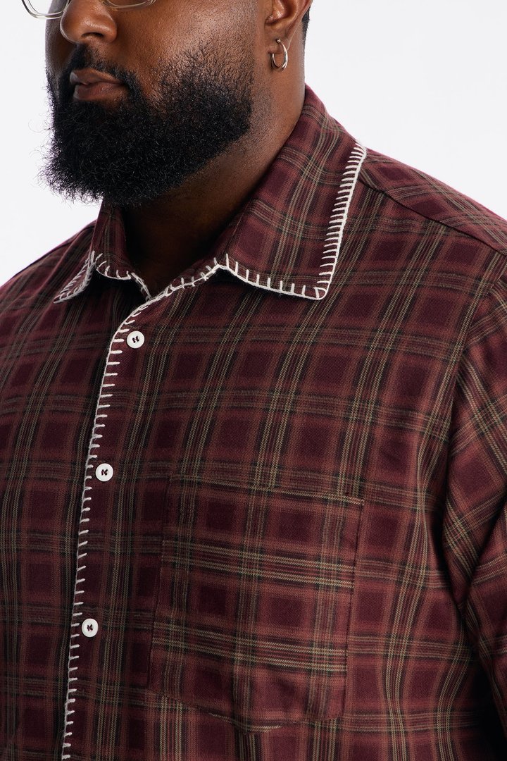 Sand Canyon Stitch Flannel - Burgundy/combo