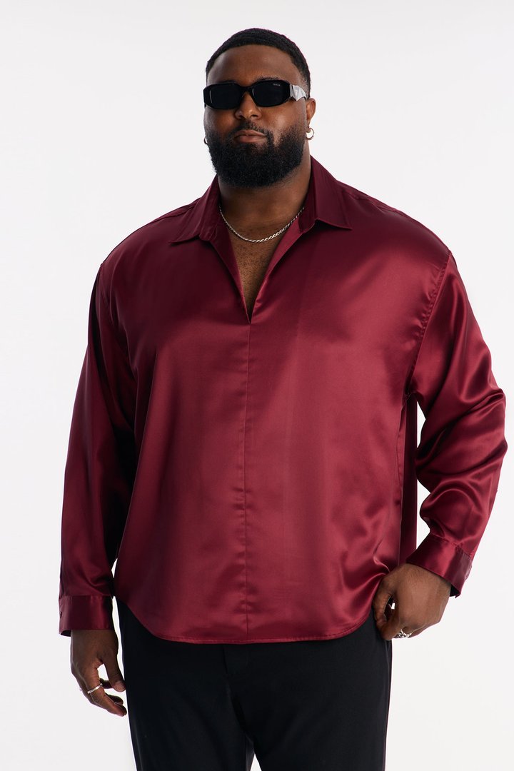 Relaxed Luxe Lumina Easy Flow Shirt - Burgundy