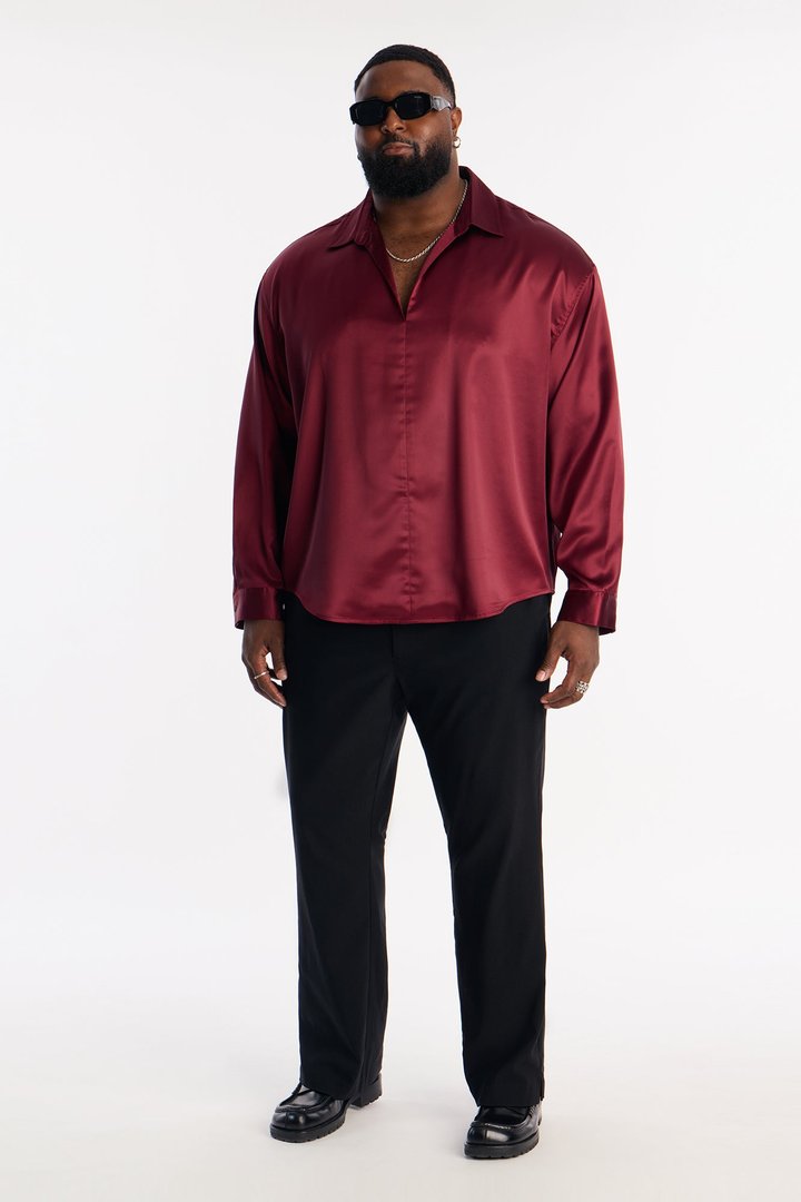 Relaxed Luxe Lumina Easy Flow Shirt - Burgundy