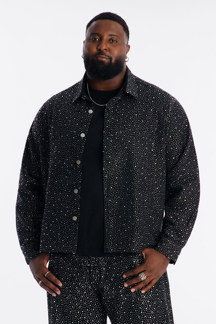 Iced Obsidian Button Up - Black