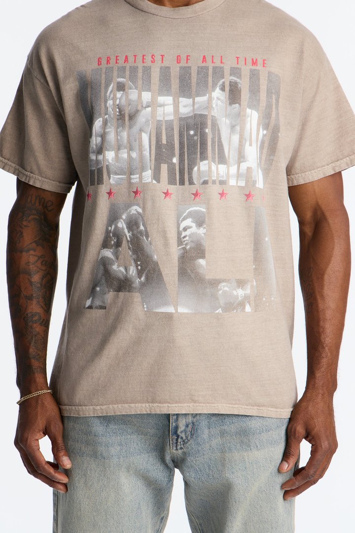 Oversized Muhammad Ali GOAT Short Sleeve Tee - Taupe