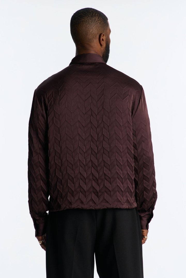 Prism Weave Button Up Shirt - Brown